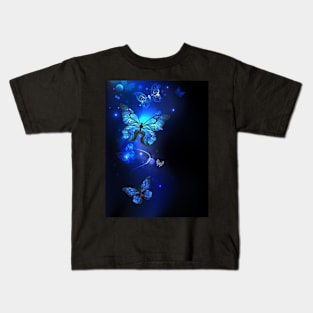 Morpho Butterfly in the Black Background Kids T-Shirt